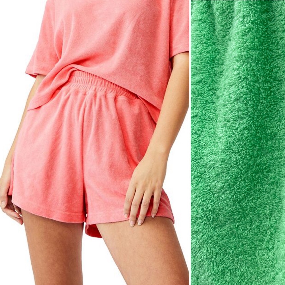 Cotton On Body Towelling Shorts Green Terry Cloth Elastic Waist Pull On Swim NWT